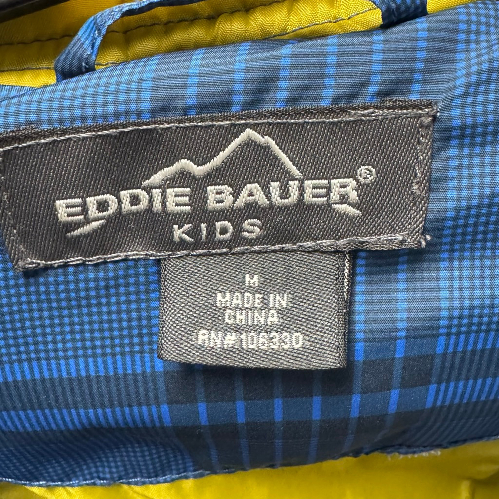 Eddie Bauer Kids Blue Plaid Hooded Puffer Jacket Insulated Winter Coat Size M - Picture 8 of 10